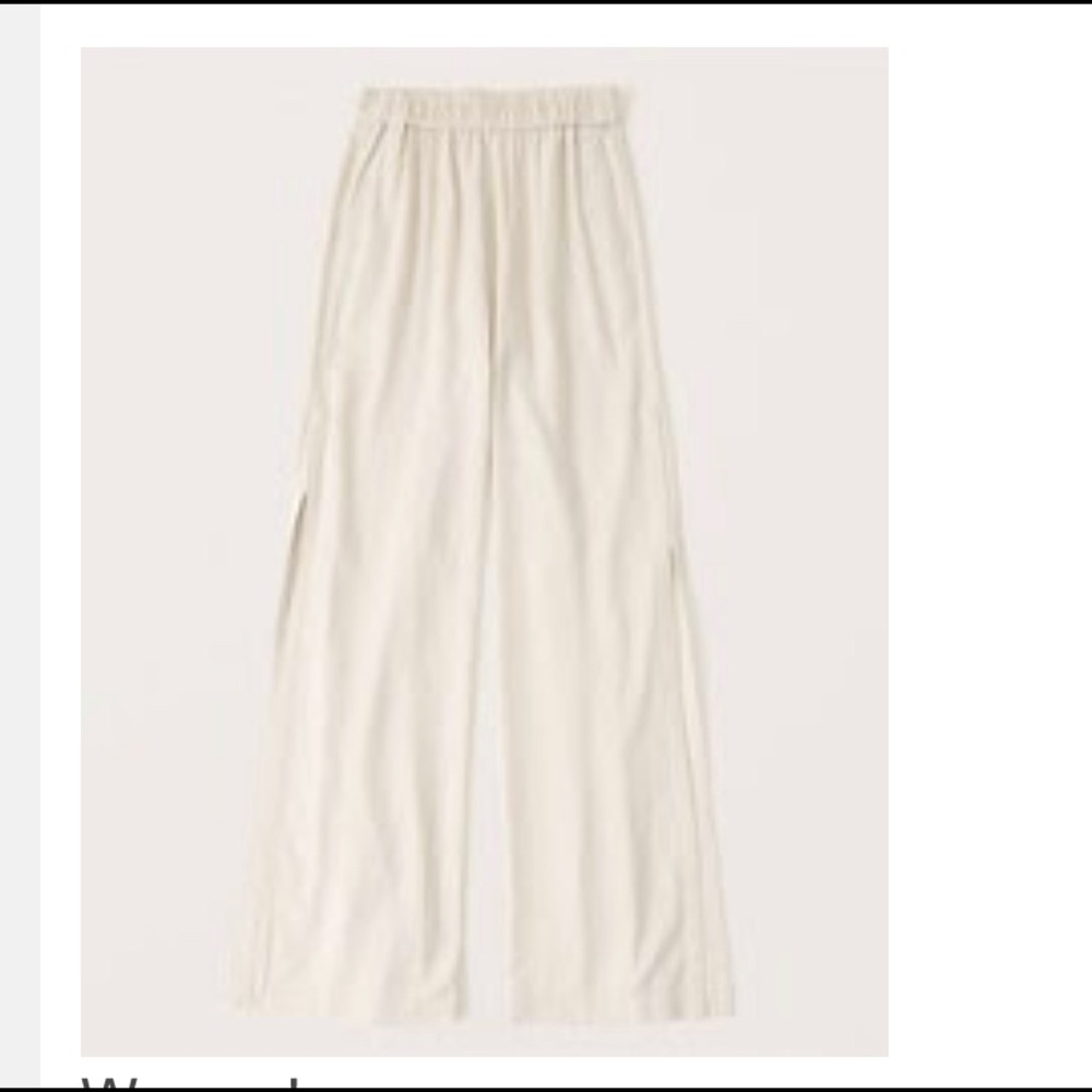 Abercrombie cream wide leg linen pants